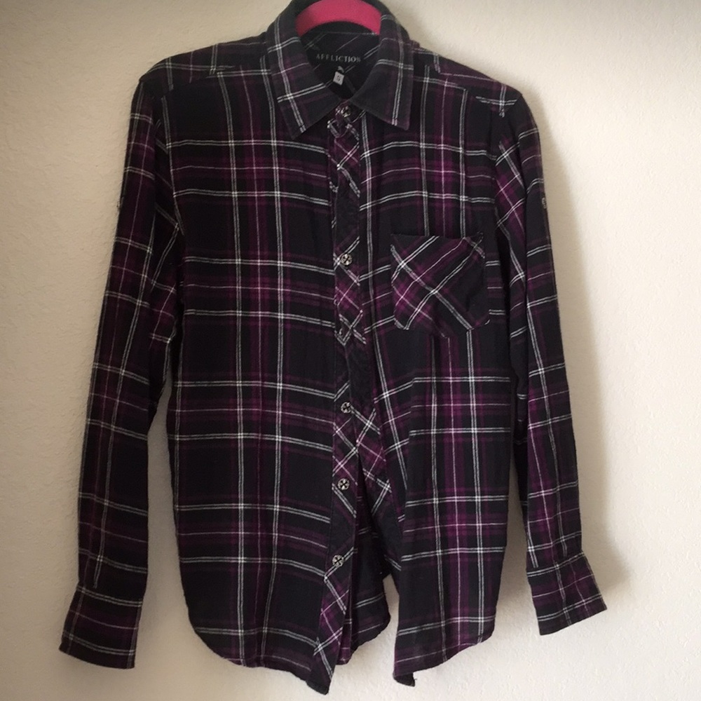 Affliction plaid shirt. Sz S